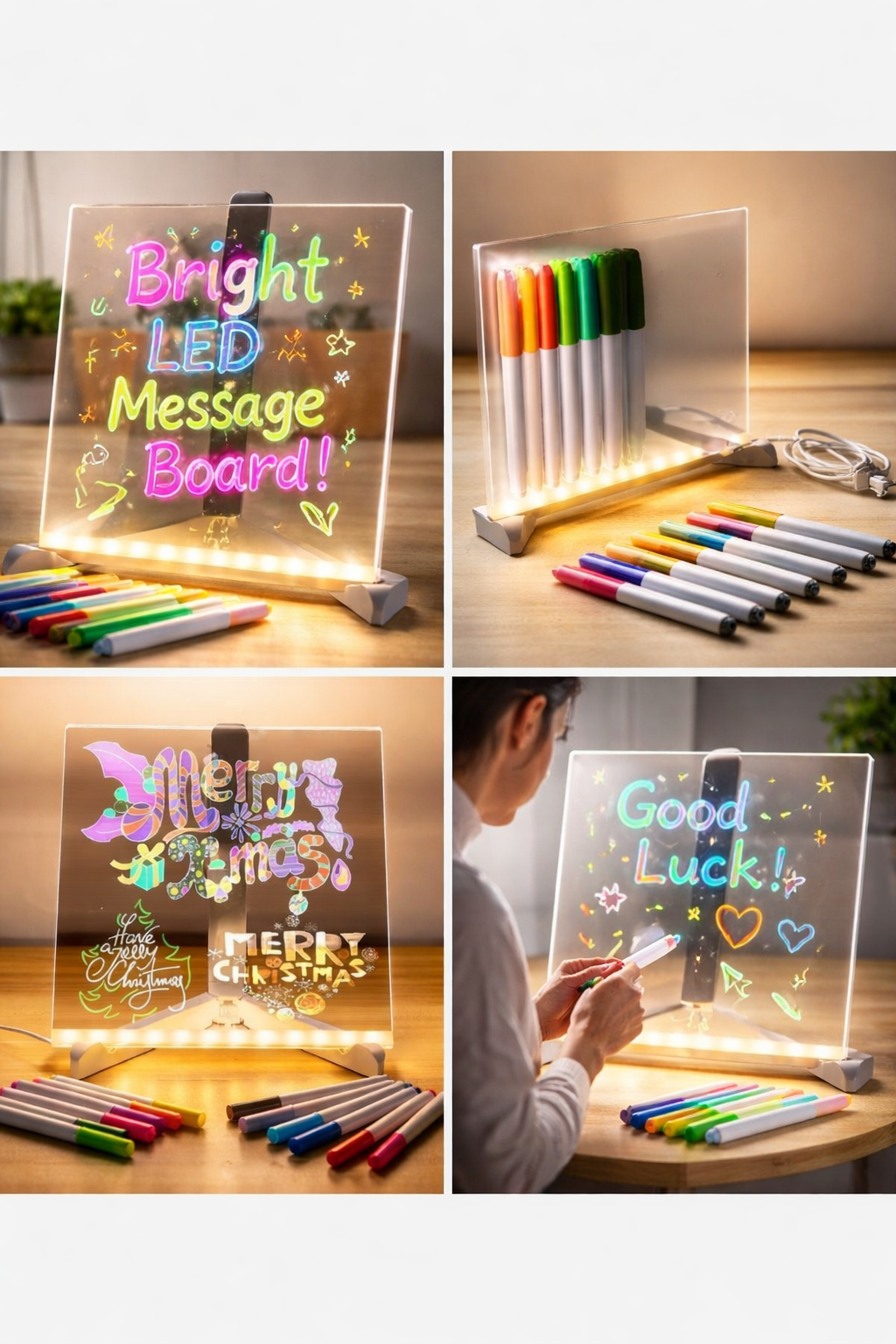 3D LED Light Glass Acrylic Writing pad(with pens & stand)
